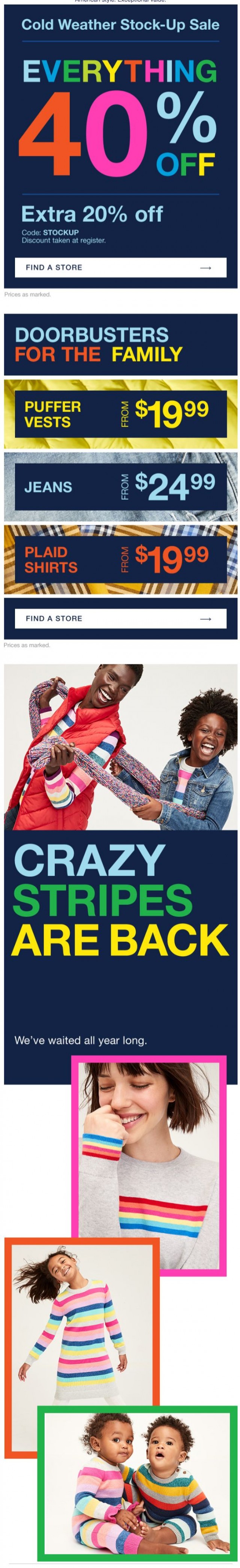 Coupon for: Gap - Crazy stripes. They're back. Finally.