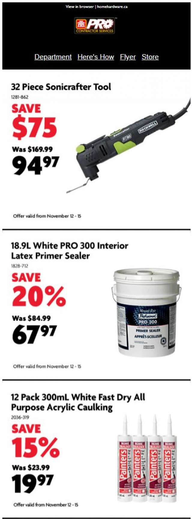 Coupon for: Home Hardware - Call it Pro-vember