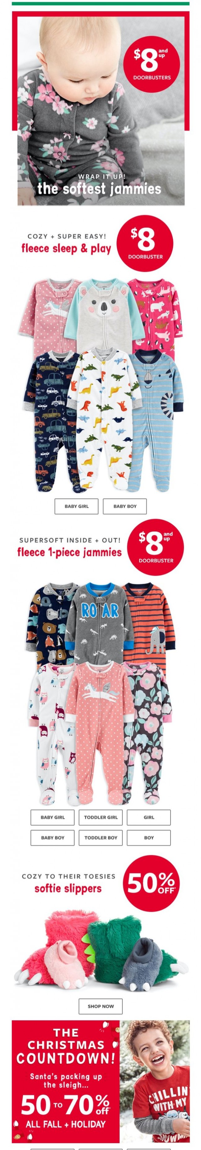 Coupon for: carter's - $8+ JAMMIES! 