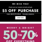 Coupon for: Banana Republic Factory - E-V-E-R-Y-T-H-I-N-G is 50-70% OFF (no, we're not joking)! Act ASAP before the holidays!