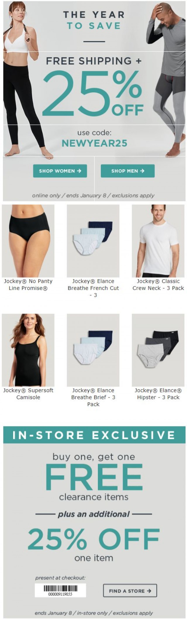 Coupon for: Jockey - 25% OFF + FREE shipping