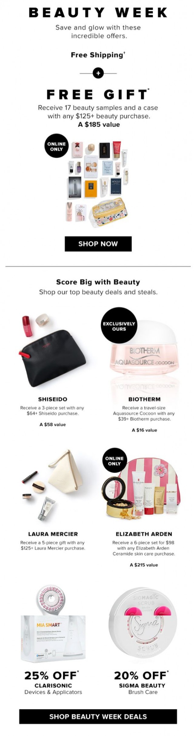 Coupon for: Hudson's Bay - Beauty Week is on! Get FREE SHIPPING + deluxe samples