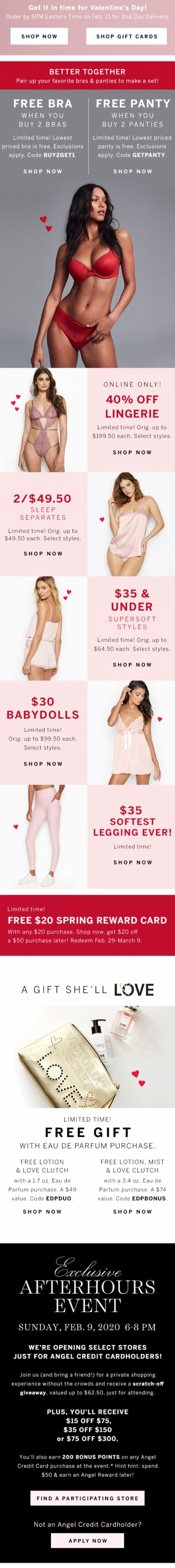 Coupon for: Victoria's Secret - Hey, Valentine! 40% off Lingerie