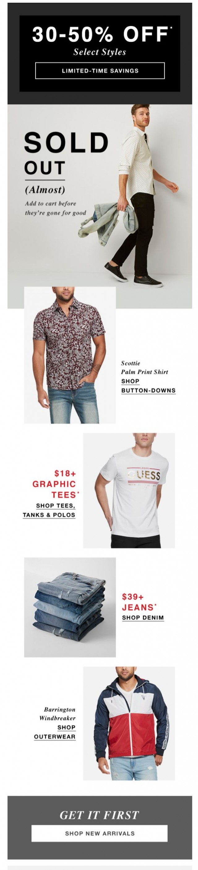 Coupon for: GUESS Factory Men - Almost Gone (Don’t Miss Out)