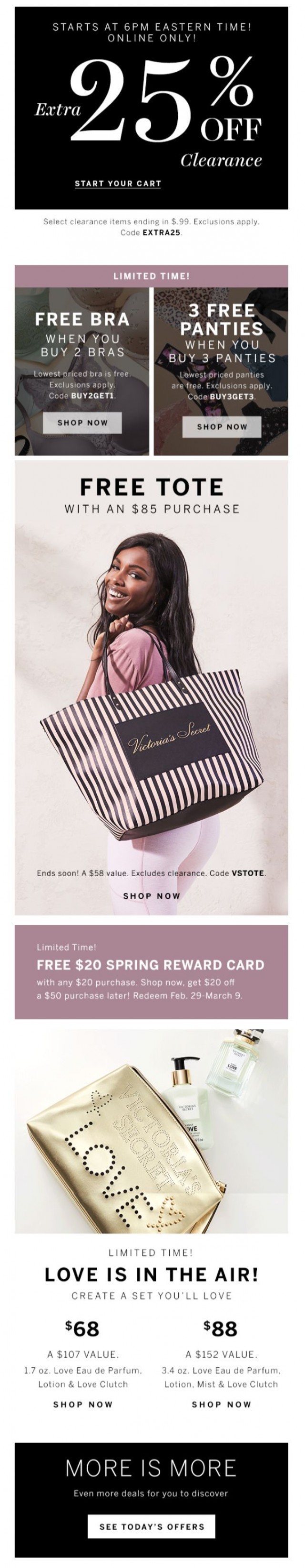 Coupon for: Victoria's Secret - Extra 25% OFF clearance starts tonight!