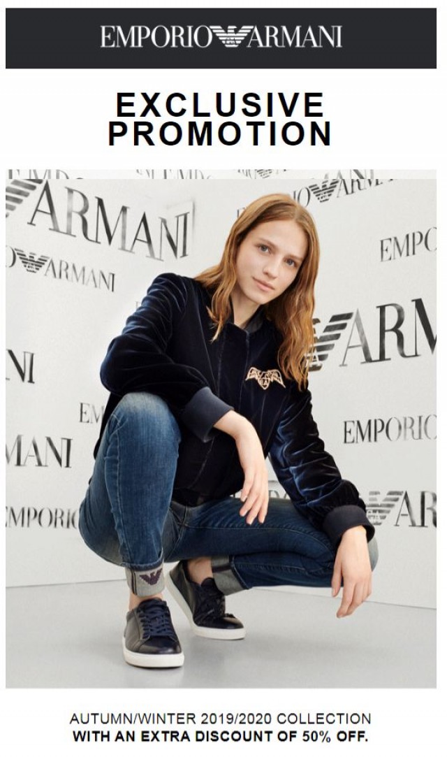 Coupon for: Armani - Just for you: special promotion with 50% off