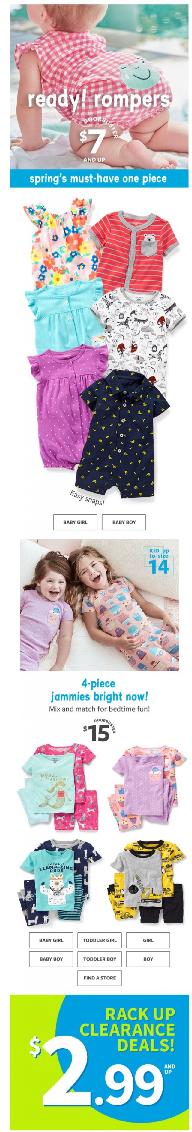 Coupon for: carter's - Romp and roll! $7 and up rompers!