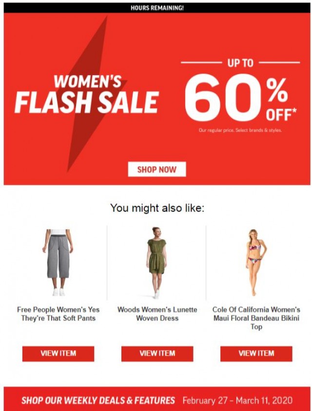 Coupon for: Sport Chek - Ending Soon! Women's Flash Sale Up To 60% Off