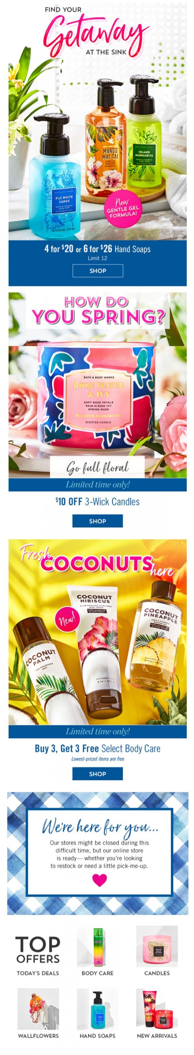 Coupon for: Bath & Body Works - open for: today's pick-me-up