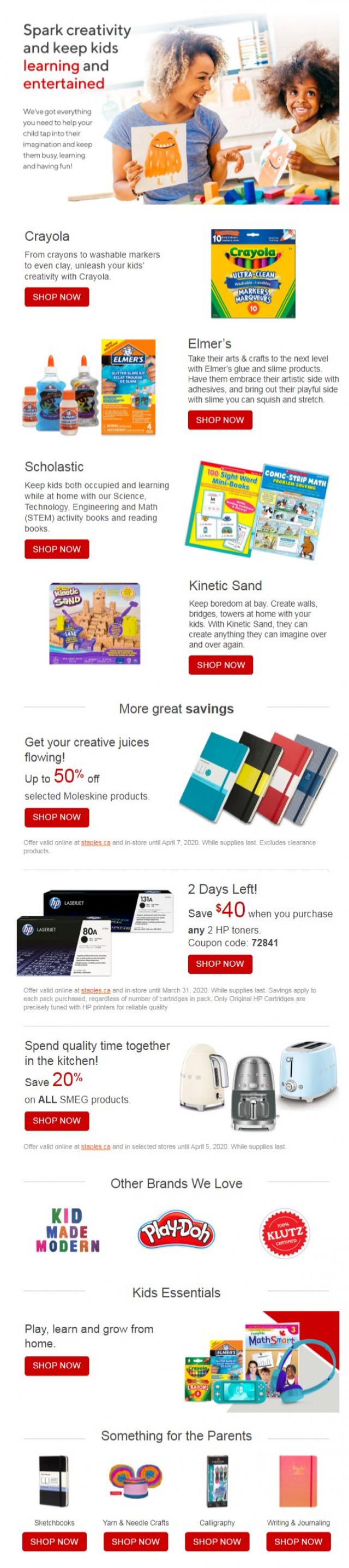 Coupon for: Staples Canada - Keeping Your Kids Learning and Entertained