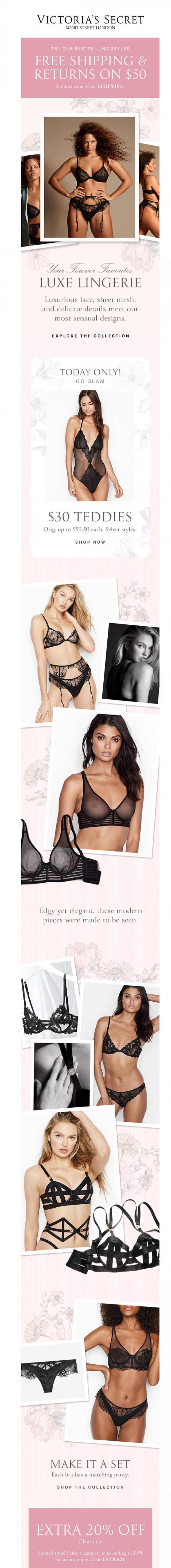 Coupon for: Victoria's Secret - Free Shipping and returns on $50