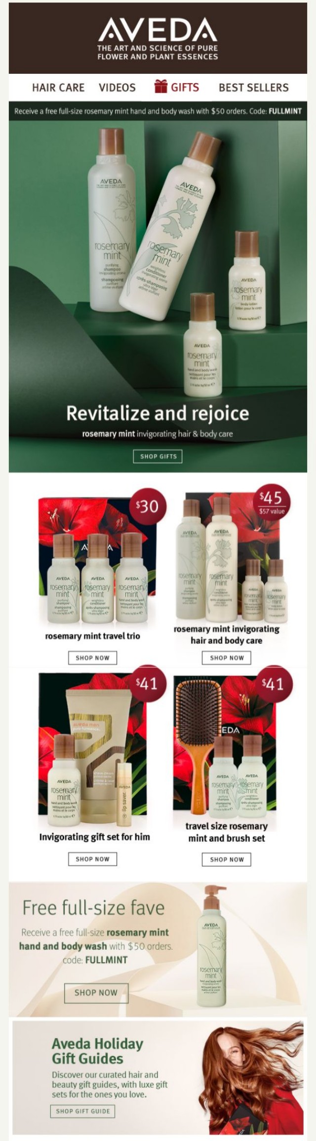 Coupon for: Aveda - Everyone ❤ rosemary mint gift sets